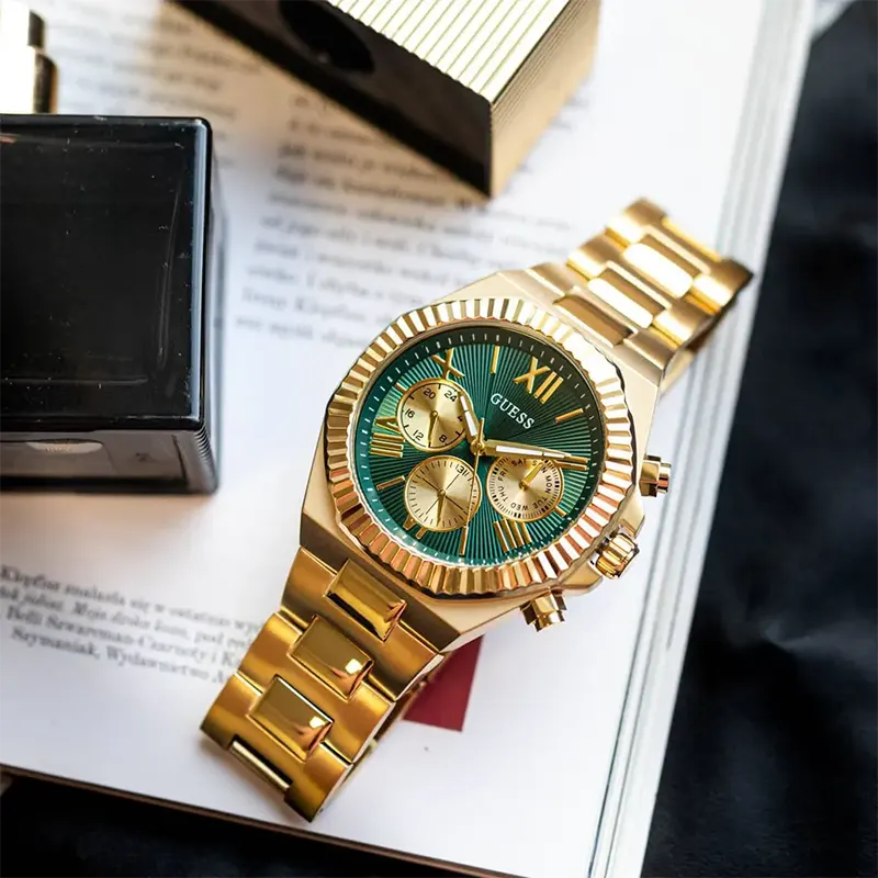 Guess Equity Green Dial Gold-tone Men’s Watch- GW0703G2